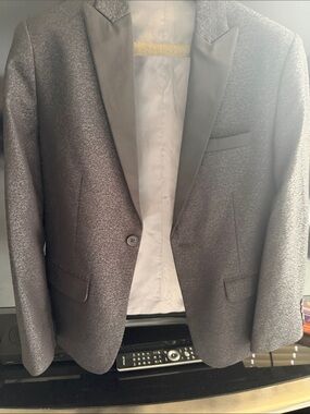 Calvin Klein Men's Dark Charcoal Metallic Two-Piece Suit